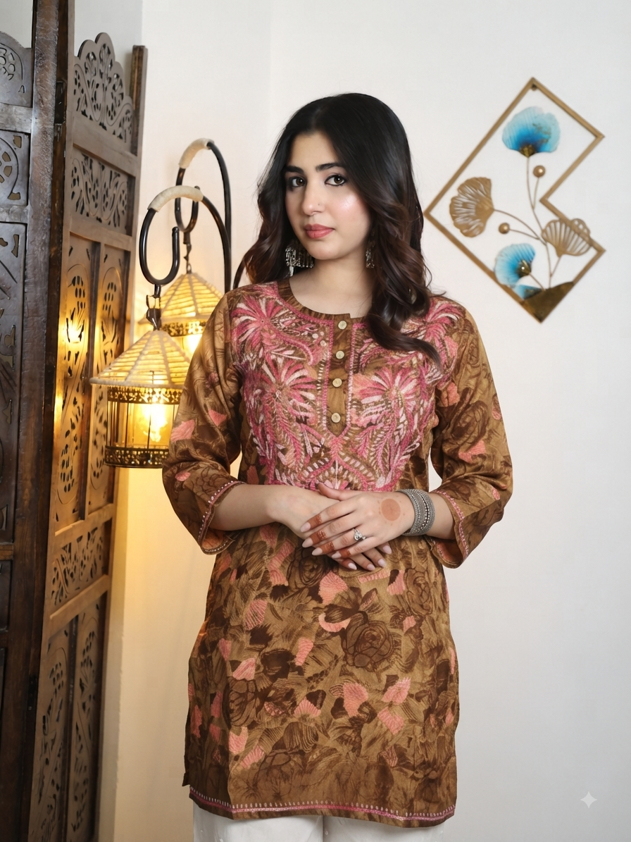 Royal Amber Embroidered Kurta