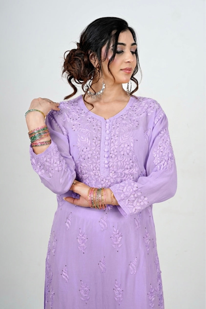 Light Purple Lucknowi Chikankari Kurta