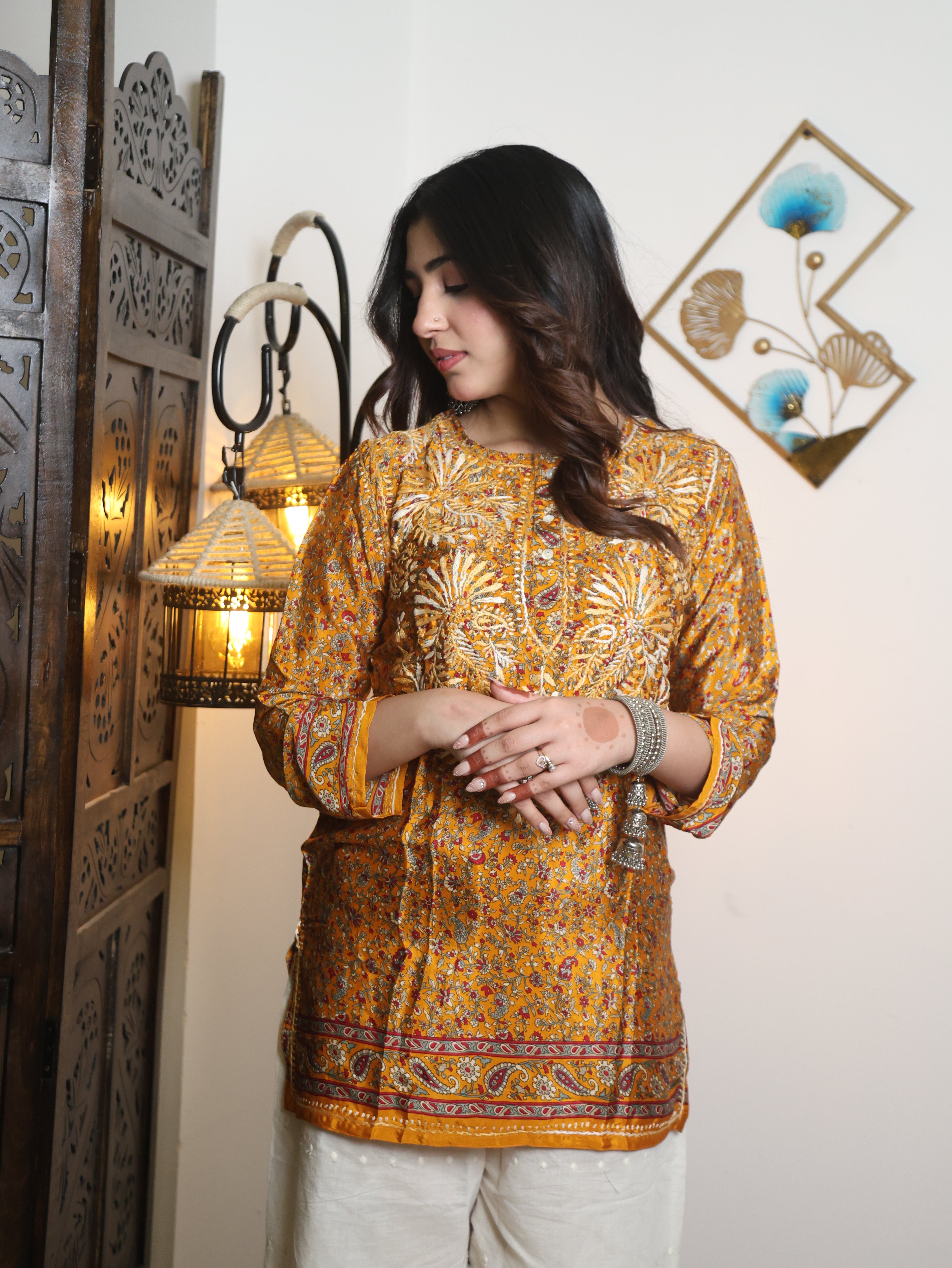 Royal Amber Embroidered Kurta