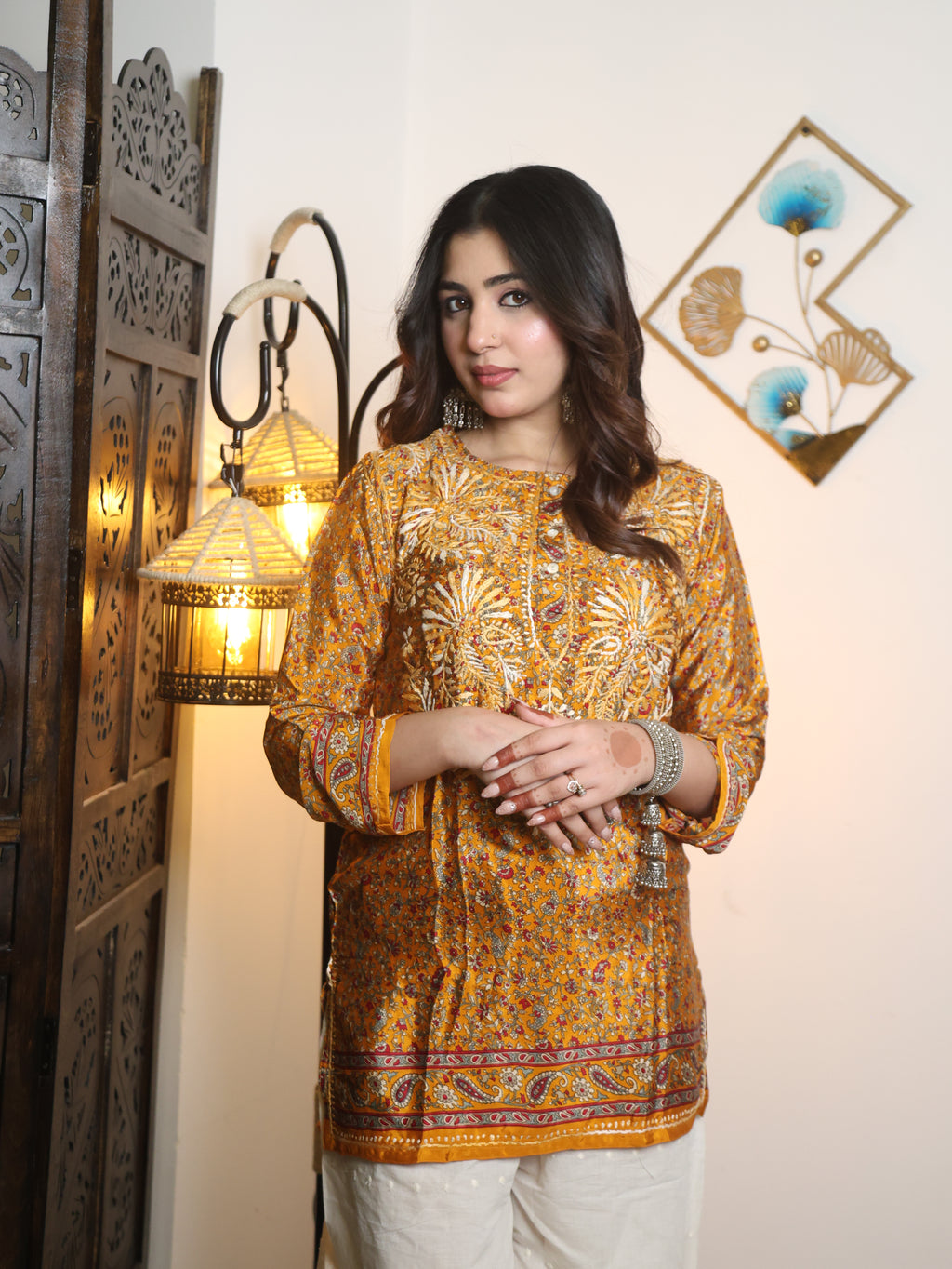 Royal Amber Embroidered Kurta