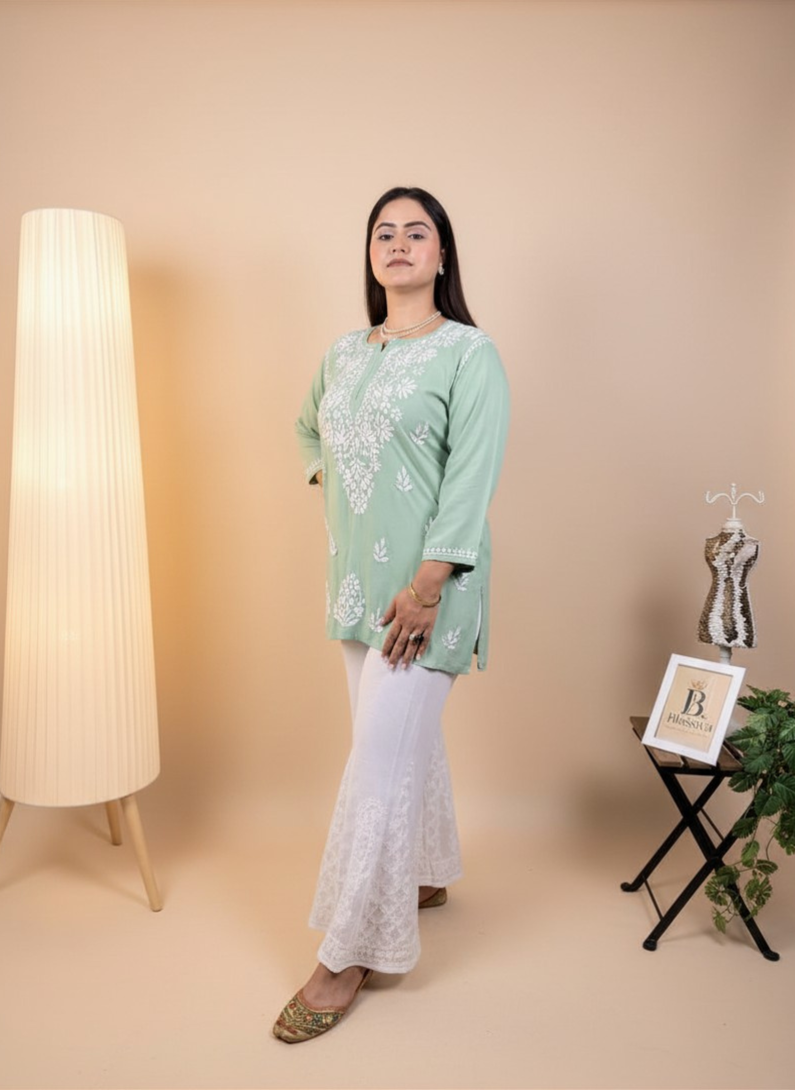Mint Blossom Embroidered Kurta
