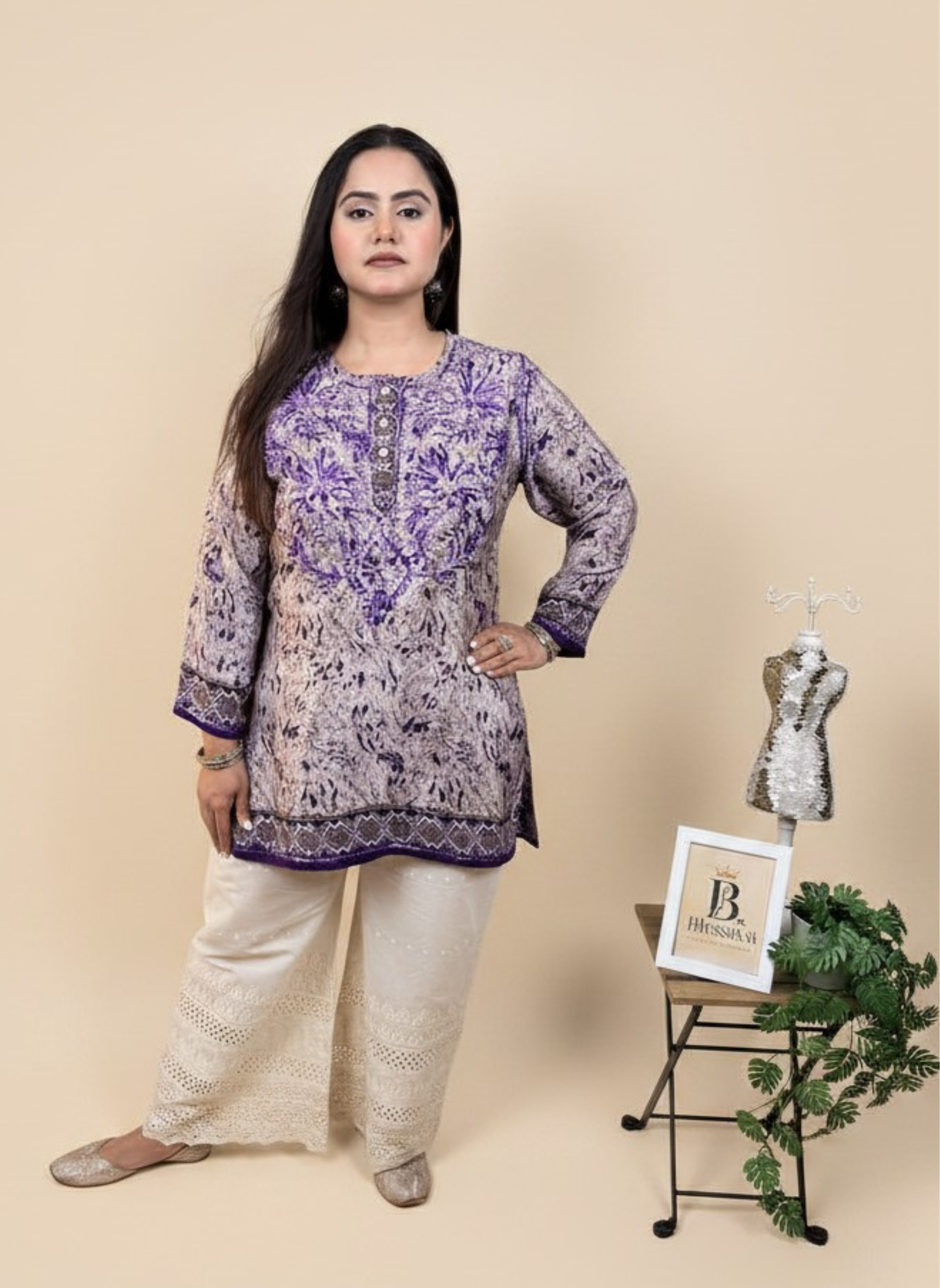 Lavender Dreams Handcrafted Chikankari Kurta with Ombre Effect
