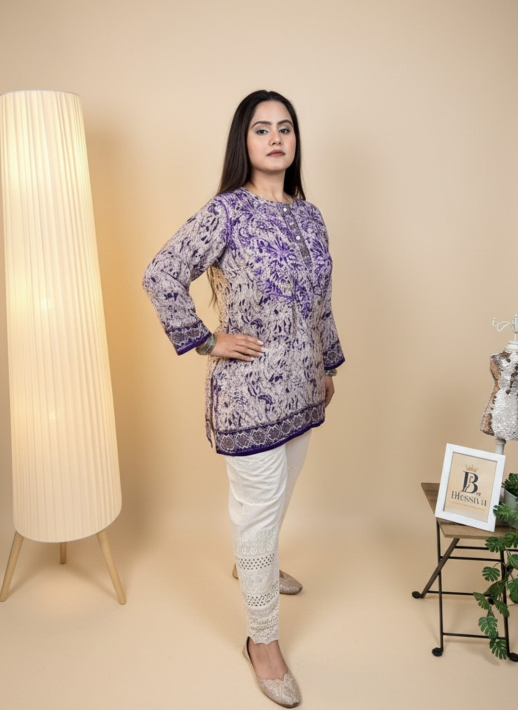 Lavender Dreams Handcrafted Chikankari Kurta with Ombre Effect