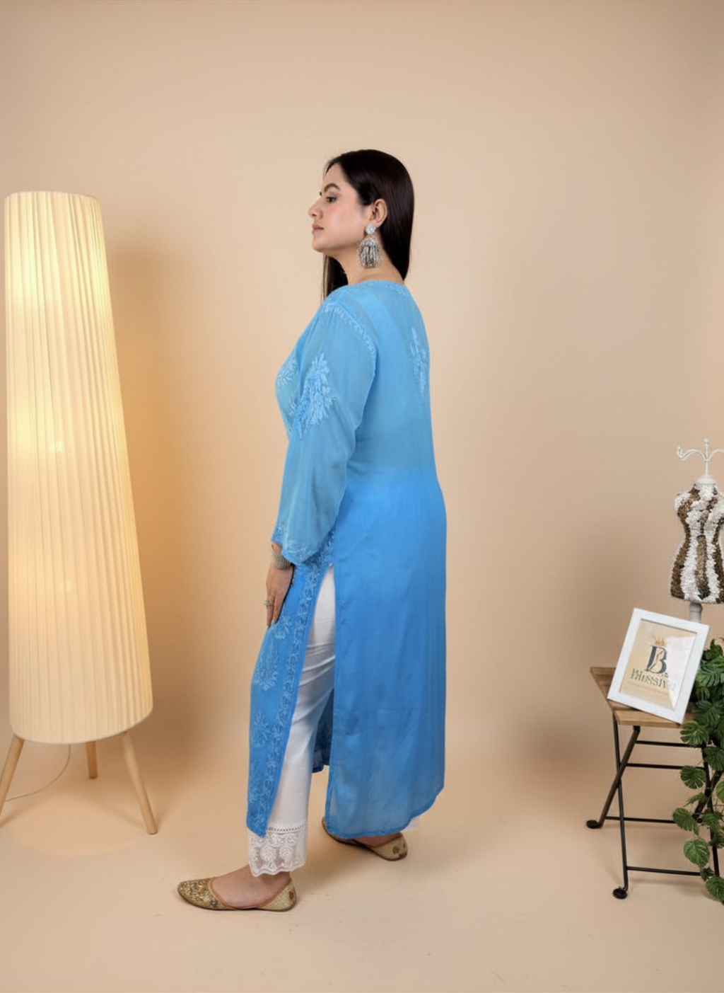 Azure Sky Handcrafted Chikankari Kurta