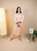 Peach Blossom Hand-Embroidered Chikankari Suit Set
