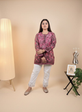Rosewood Garden Hand-Embroidered Chikankari Kurta