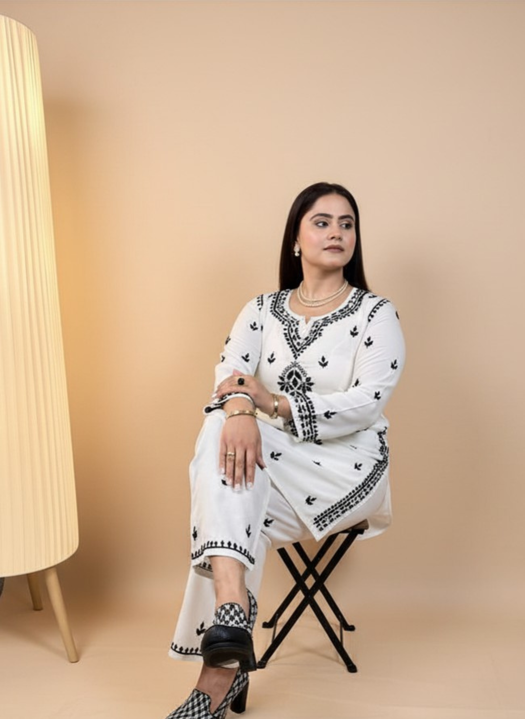 Lucknowi Heritage Handcrafted Chikankari Kurta Set with Pants